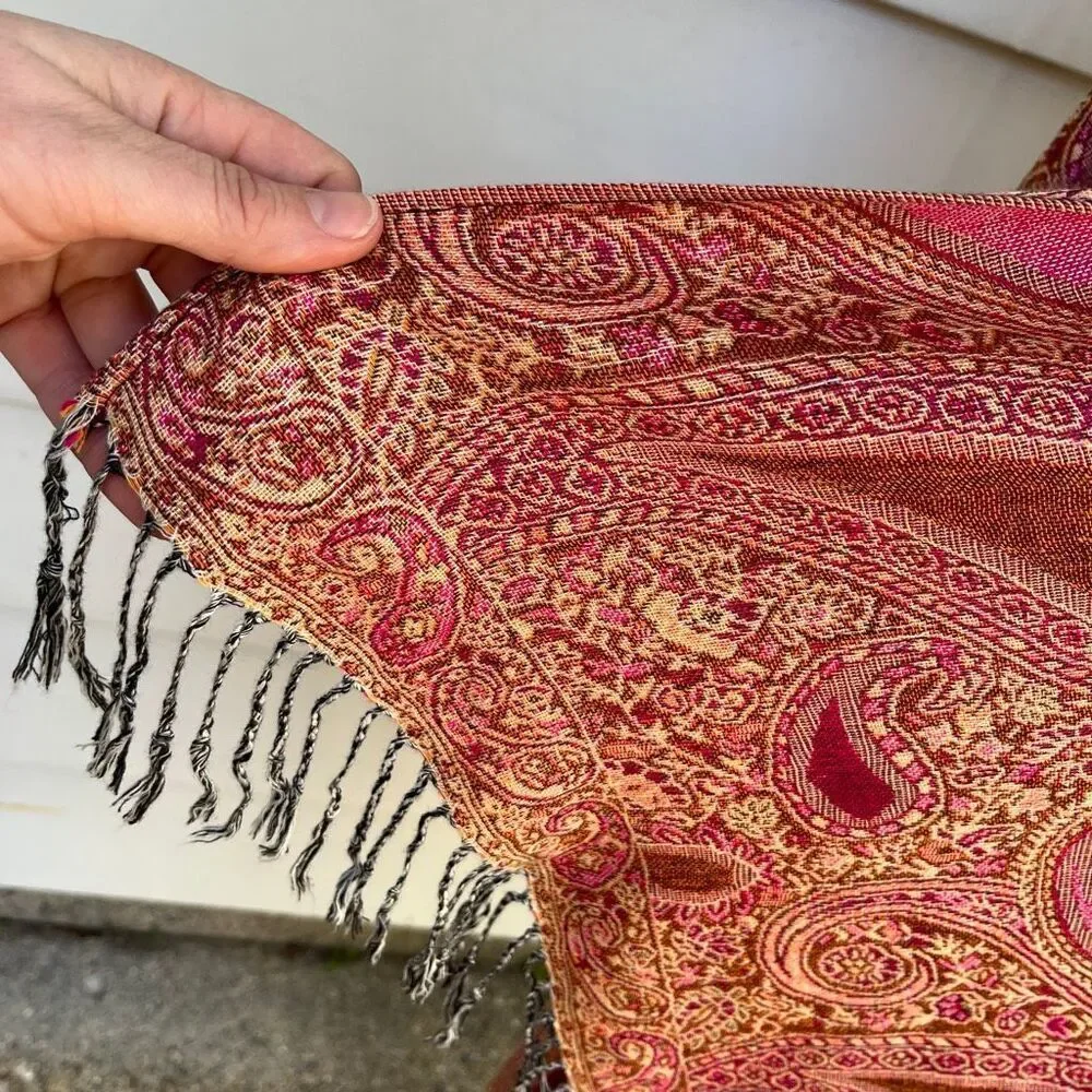 Paisley Fringe Shawl Wrap Boho Festival Travel Scarf Layer